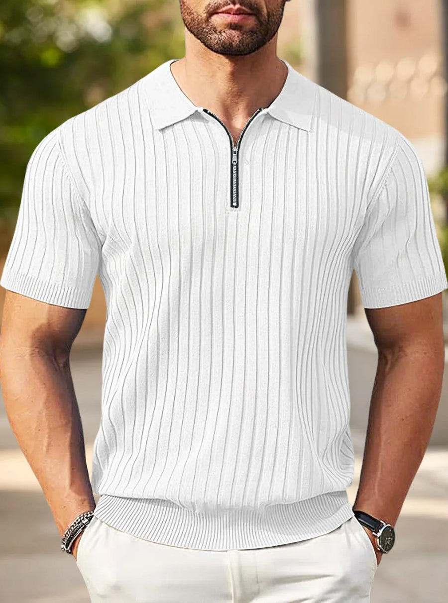 Antoine | Polo côtelé col zippé